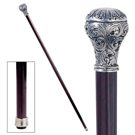 DESIGN TOSCANO The Padrone Collection: Ornate Ball Pewter Walking Stick PA400
